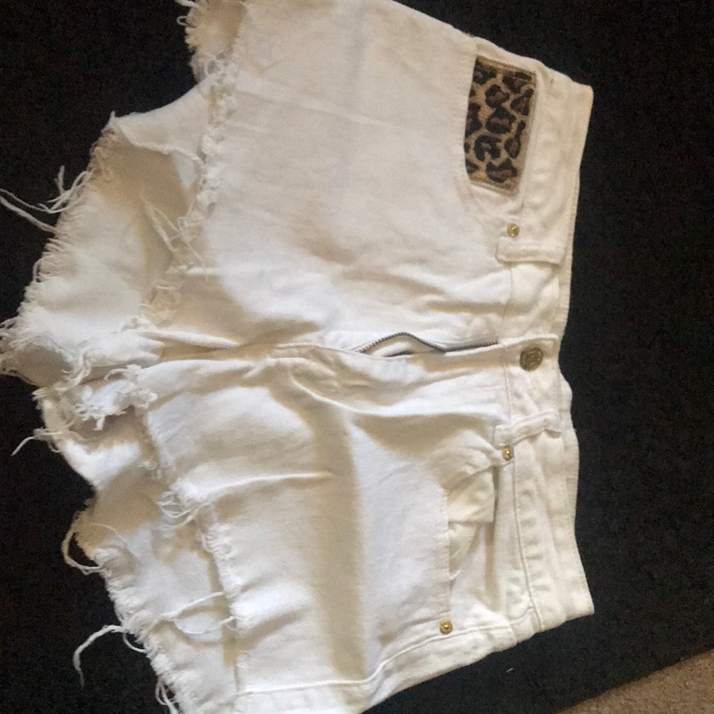 White high rise cutoff shorts